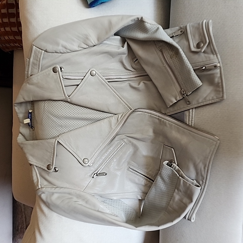 Rebecca Minkoff Cropped Moto Jacket Gray